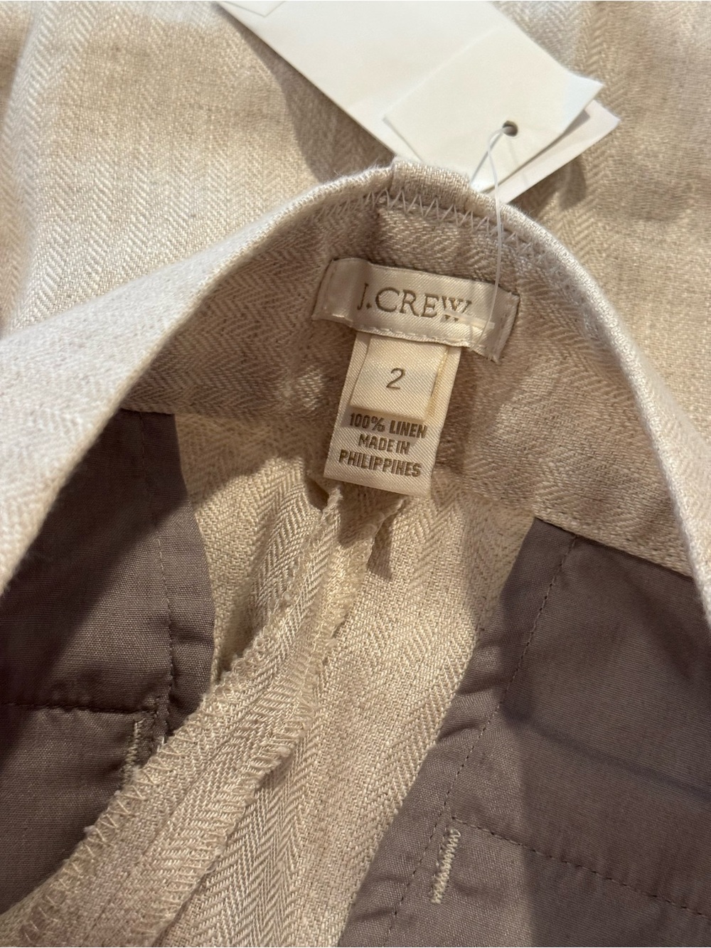J. Crew Flax Color Herringbone 100% Linen Trousers - Picture 3 of 12